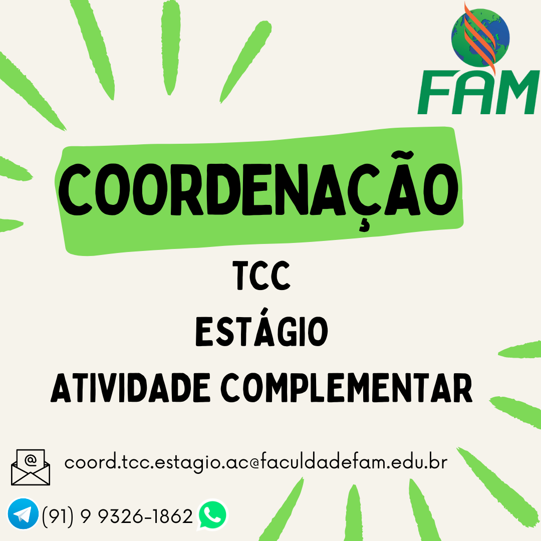 Contato da Coordenação de TCC/Estágio/Atividade Complementar