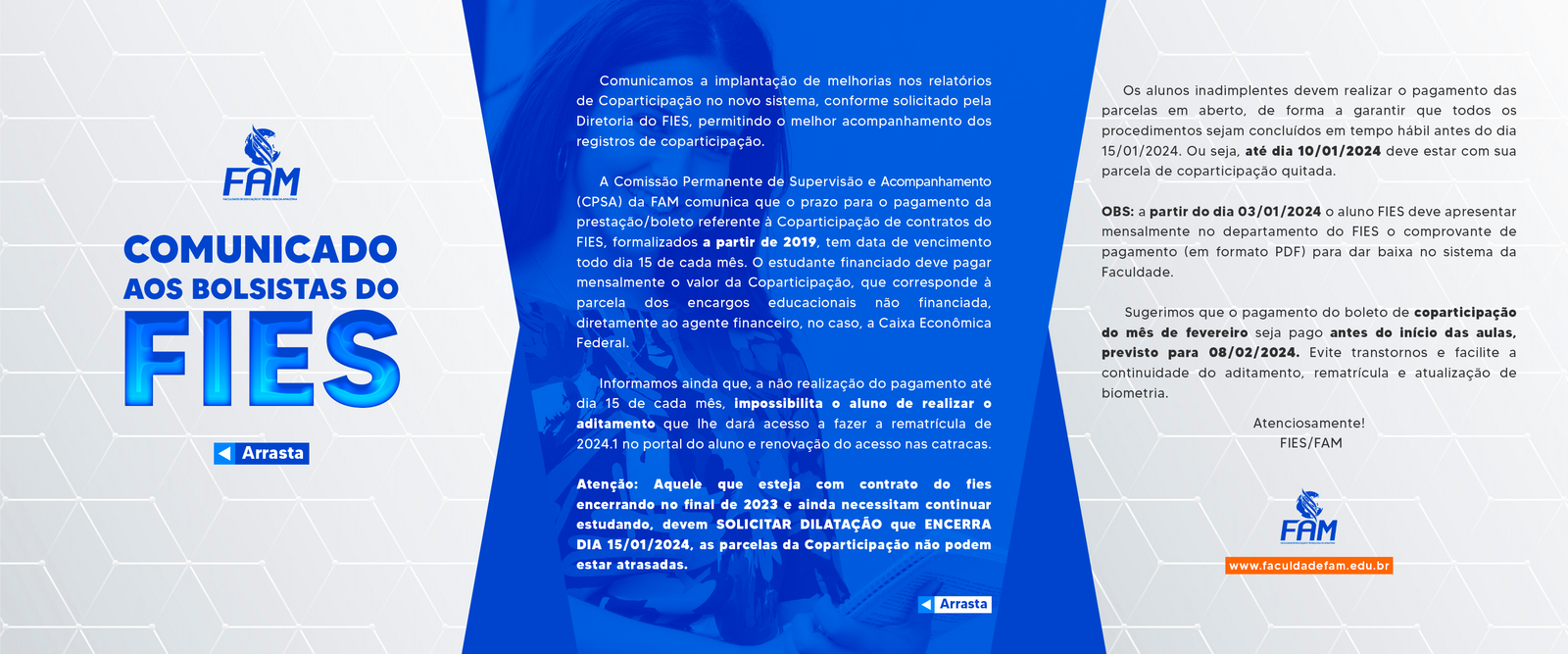 Atênção Discentes Bolsistas do FIES das Engenharias da FAM!!!